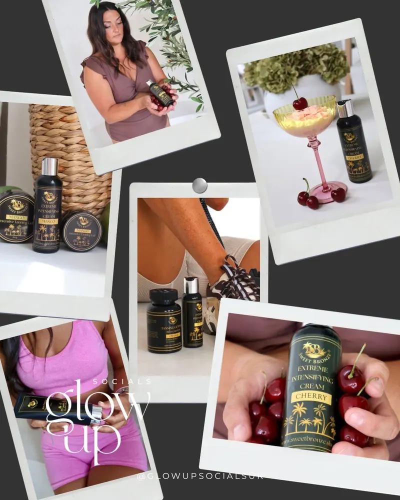 Sweet Bronze tanning products lifestyle shoot collage